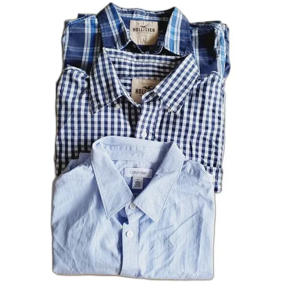 Lot of 3 Men’s Shirts Hollister & Calvin Klein Size Large Long Sleeve GUC - Picture 1 of 14